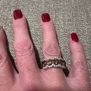 NWOT 2CT Natural Champagne Chocolate Silver Diamond Ring Size 7 & 1/2 :)